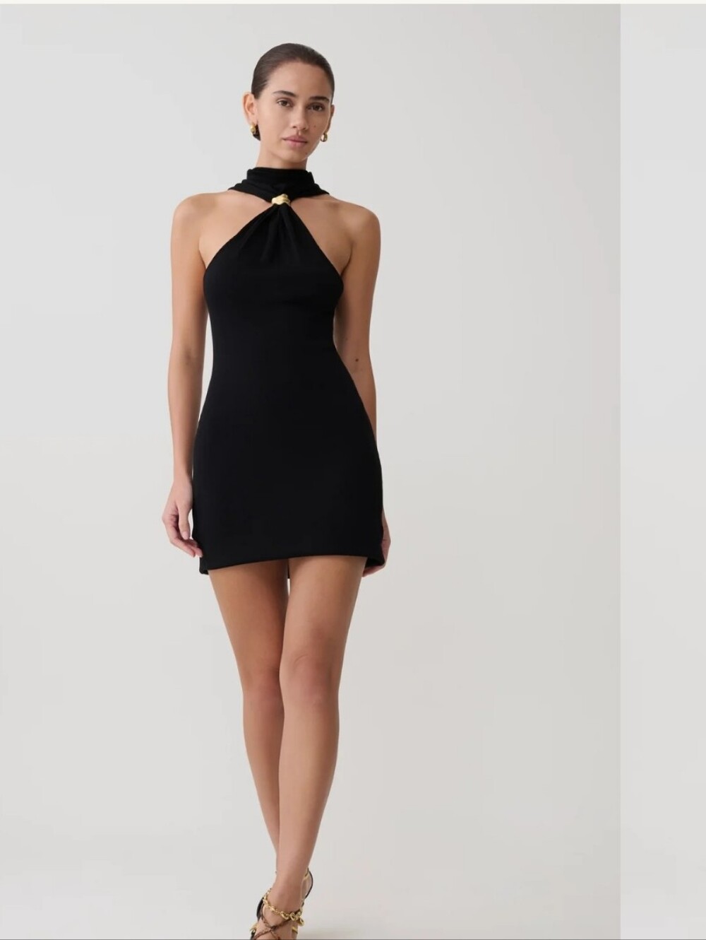 MESHKI Hector Halter Neck Knit Mini Dress Black 2XS Sleeveless Solid